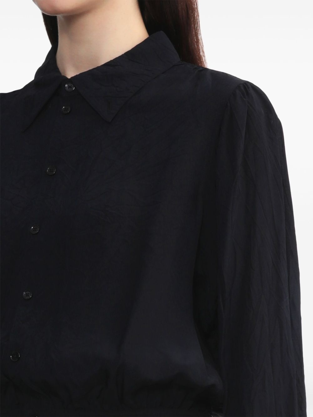 crease-effect button-up blouse - 5