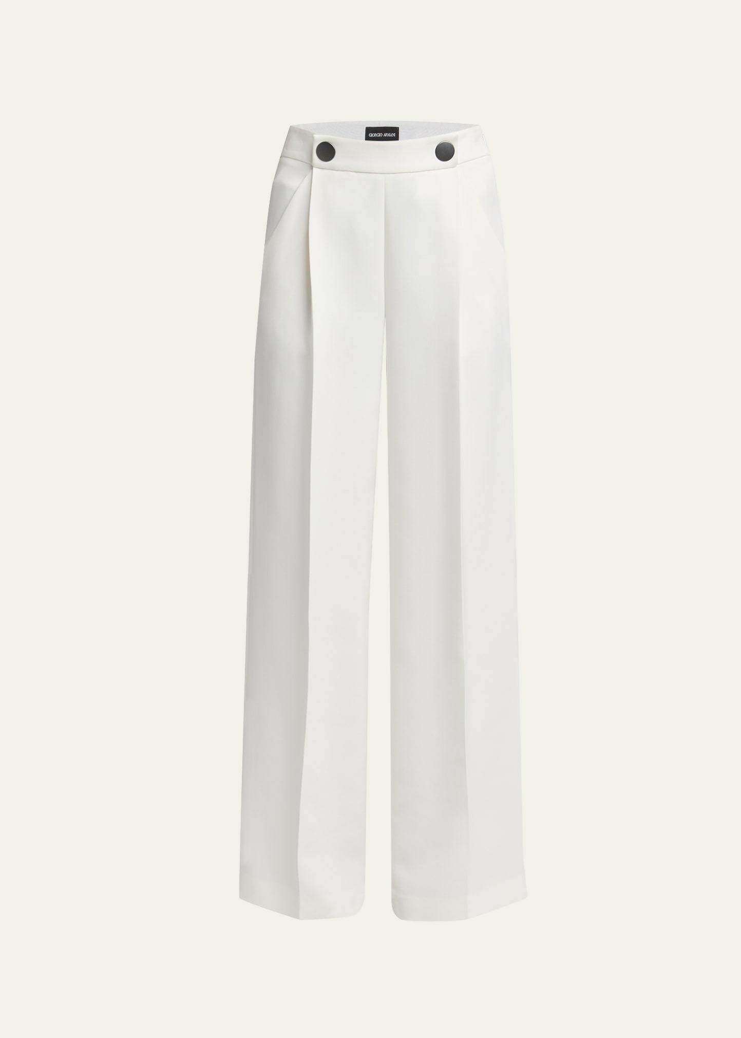 Wide Leg Silk Cady Trousers - 1
