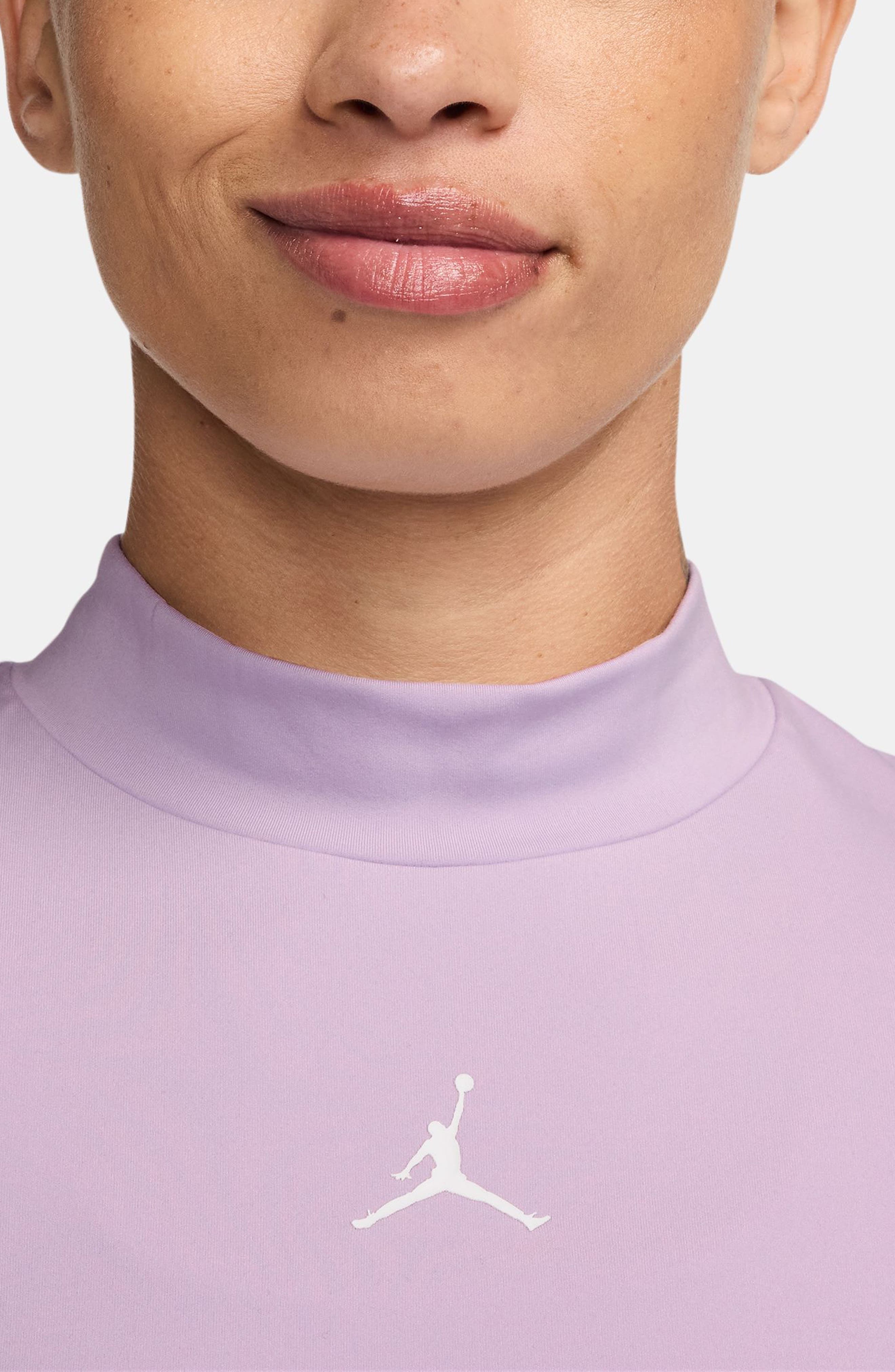 Jordan Mock Neck Crop Top in Doll/White at Nordstrom - 3