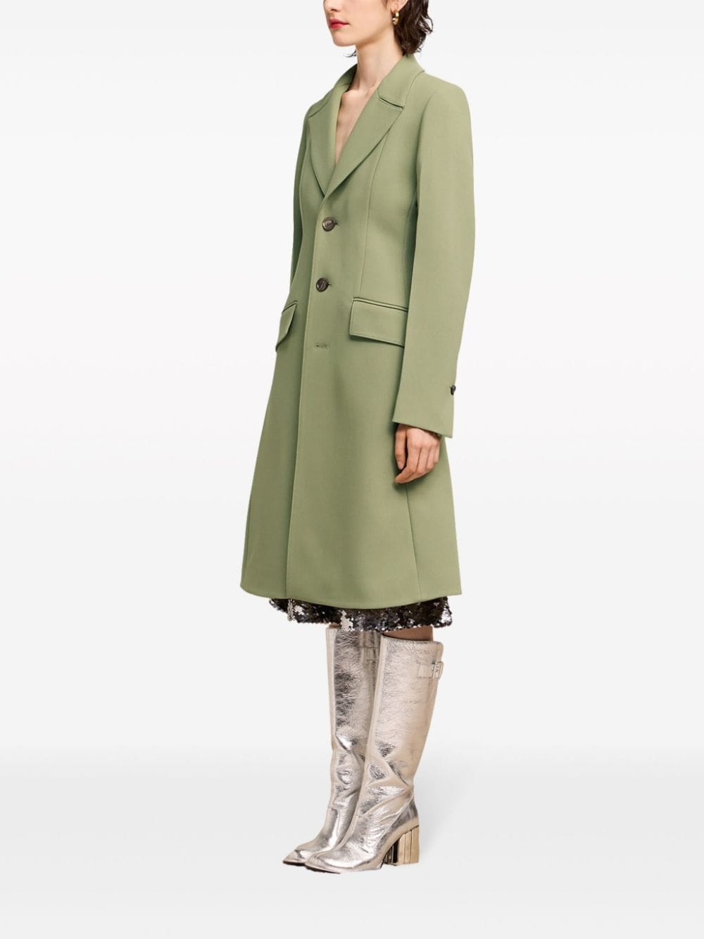 single-breasted wool coat - 3