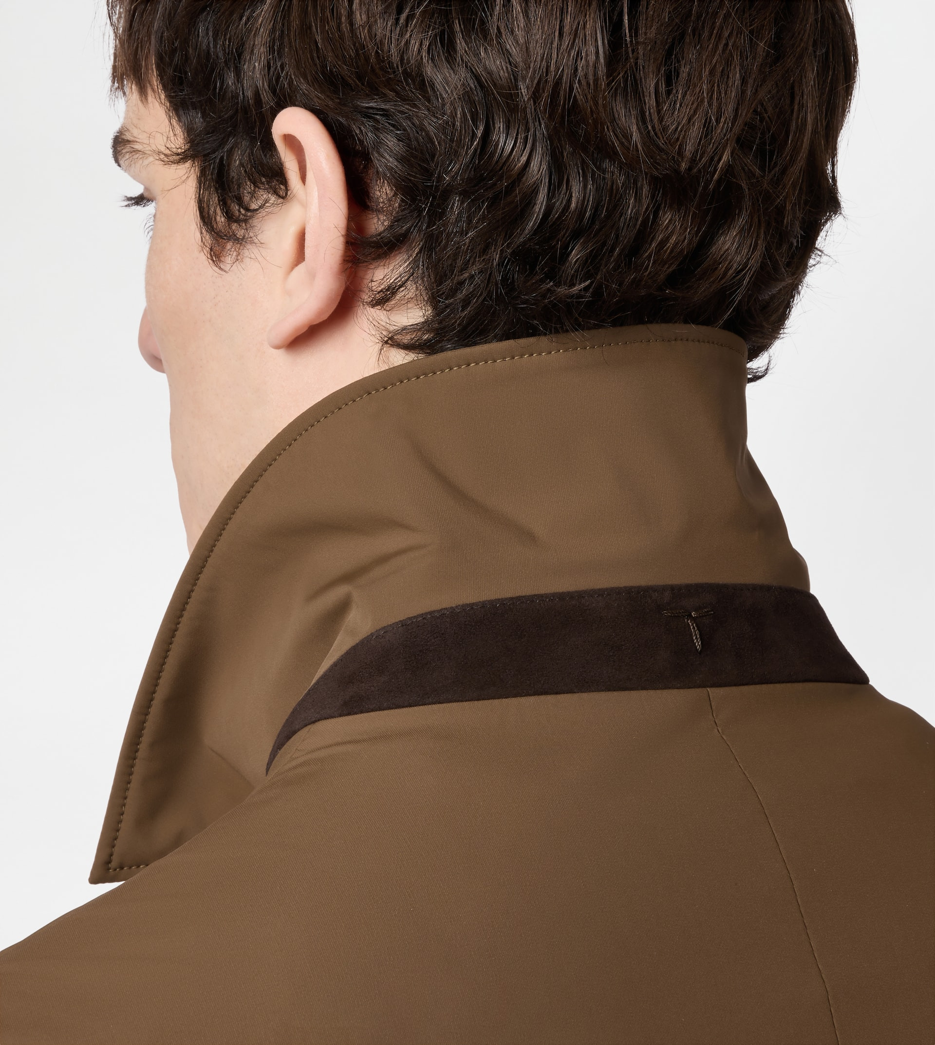 CAR COAT IN STRETCH NYLON - BROWN - 6