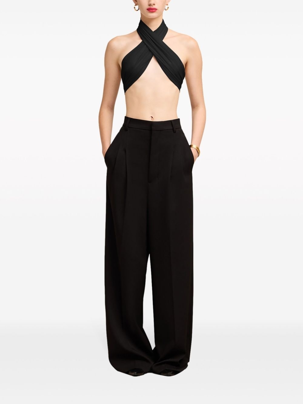 sash silk cropped top - 2