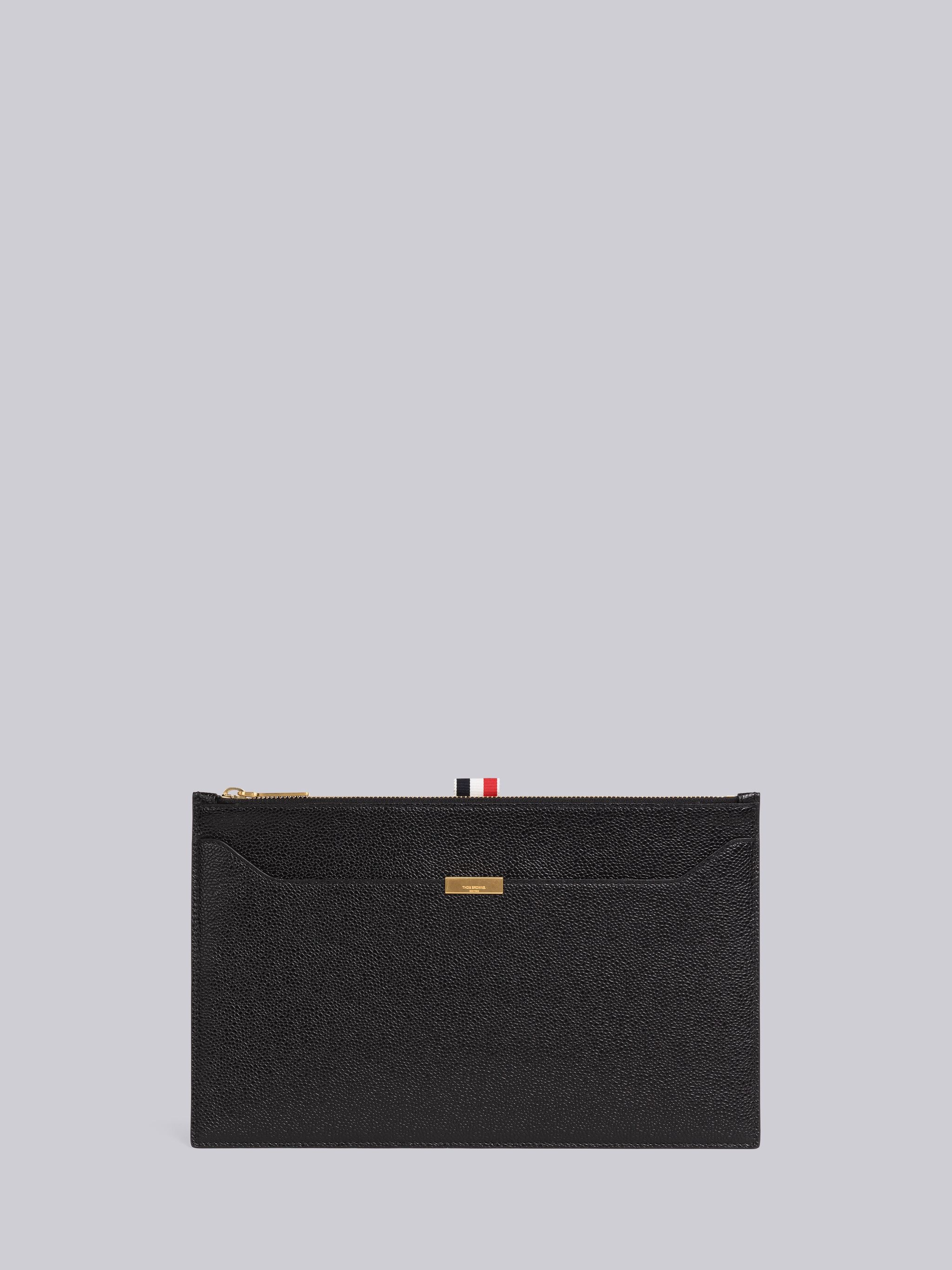 Pebble Grain Leather Lock Small Document Holder - 1