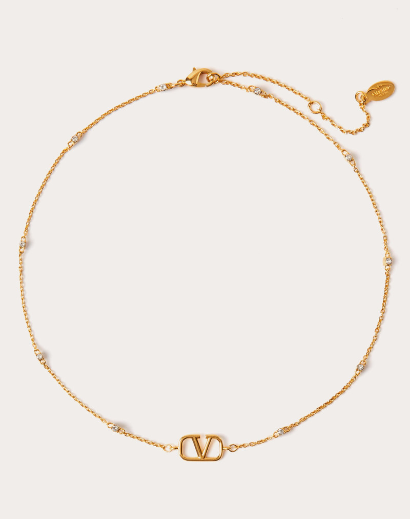 MINI VLOGO SIGNATURE NECKLACE IN METAL AND SWAROVSKI® CRYSTALS - 1