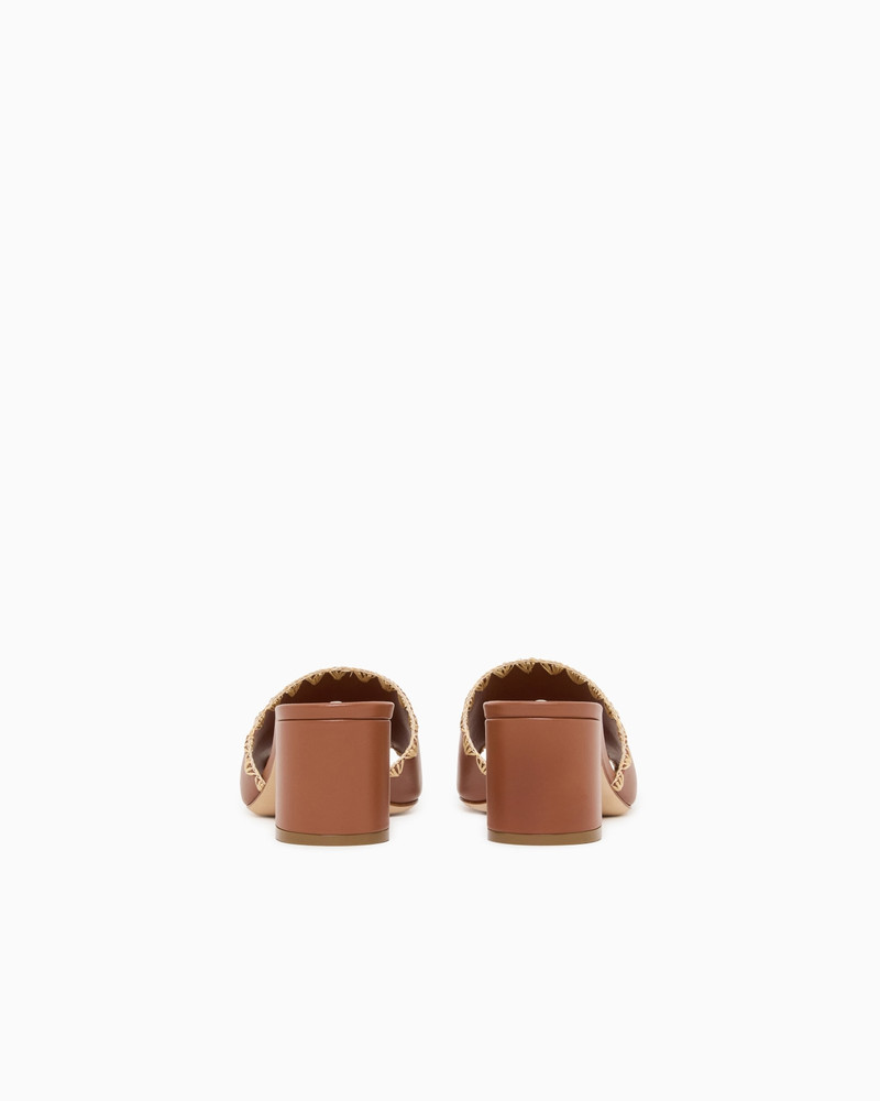 GIORGIO ARMANI LEATHER HEELED SANDALS WITH RAFFIA DETAIL outlook