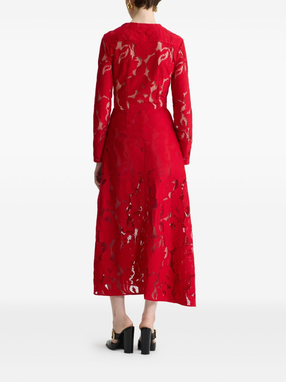 floral-lace asymmetric dress - 3