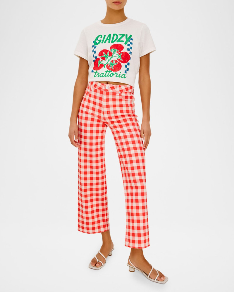 Rails x Giadzy Getty Cropped Wide-Leg Gingham Jeans outlook
