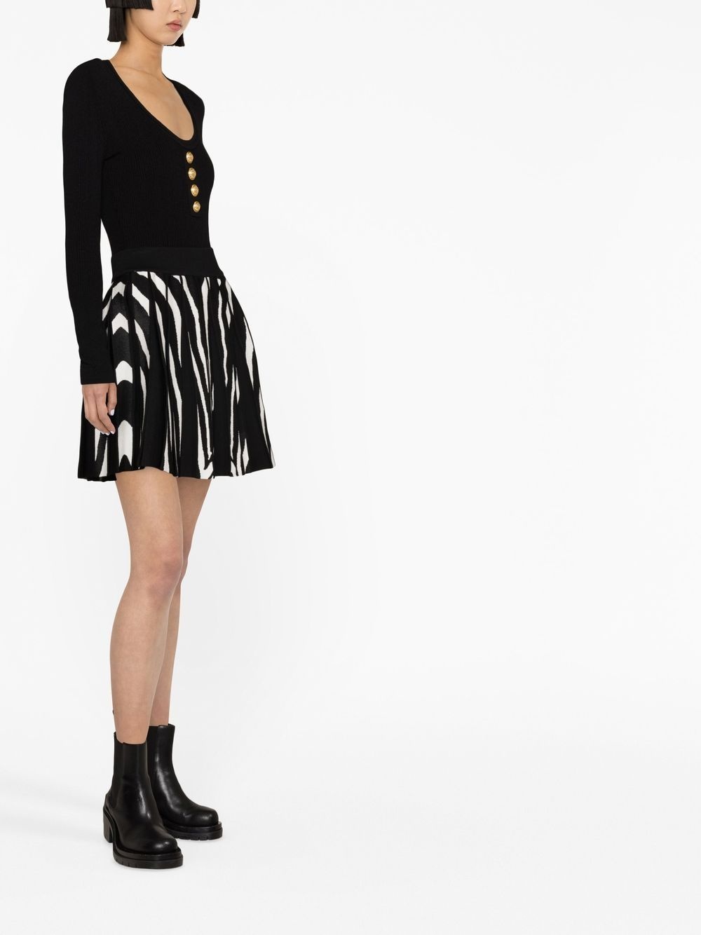 zebra jacquard miniskirt - 4