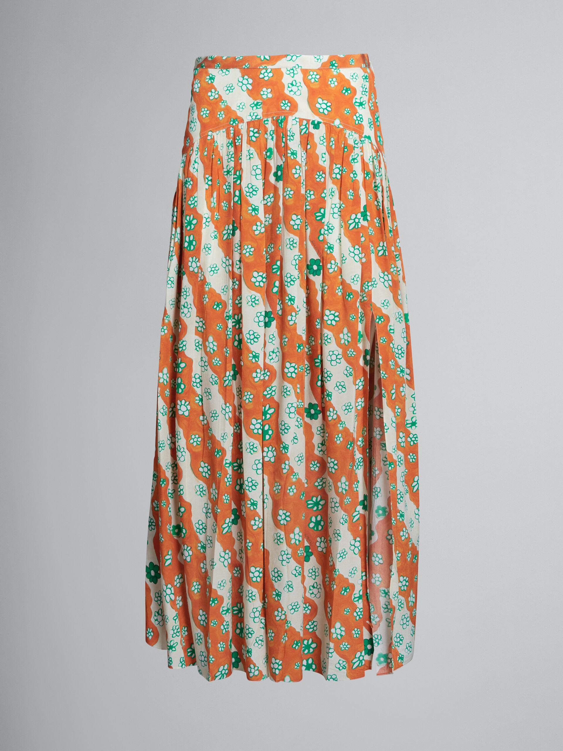 PRINTED LONG SILK SKIRT - 1