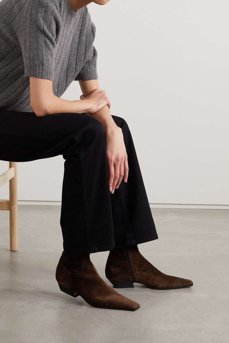 KHAITE Marfa suede ankle boots outlook