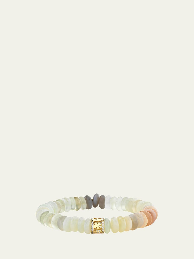 Lucky Rondelle on Multi Moonstone Smooth Rondelle Bracelet 1