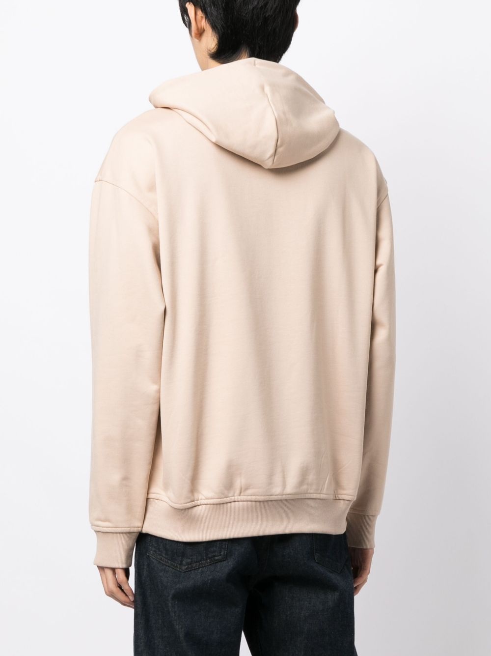 logo-embossed drawstring cotton hoodie - 4