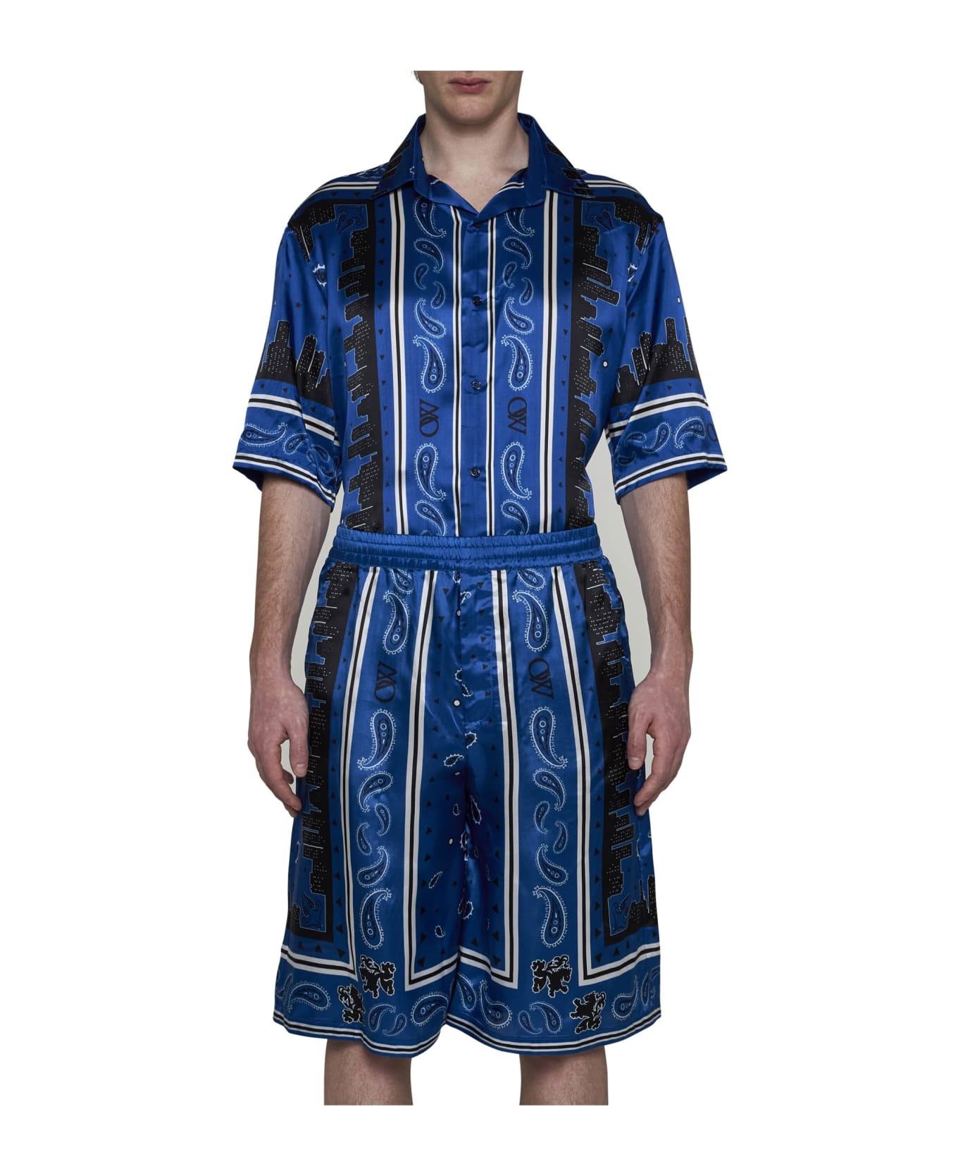 Blue Viscose Bermuda Shorts - 3