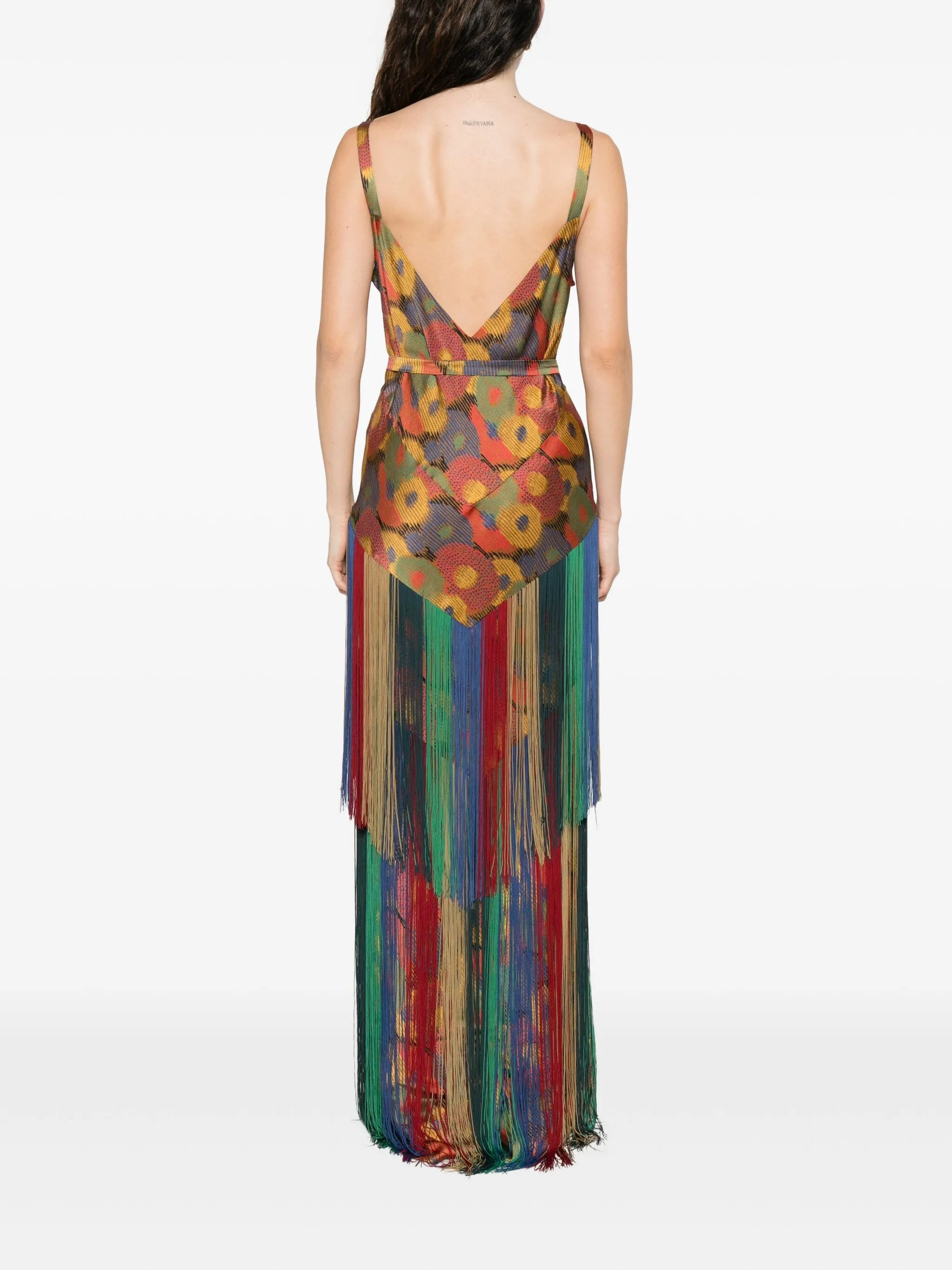 floral-print fringe dress - 4