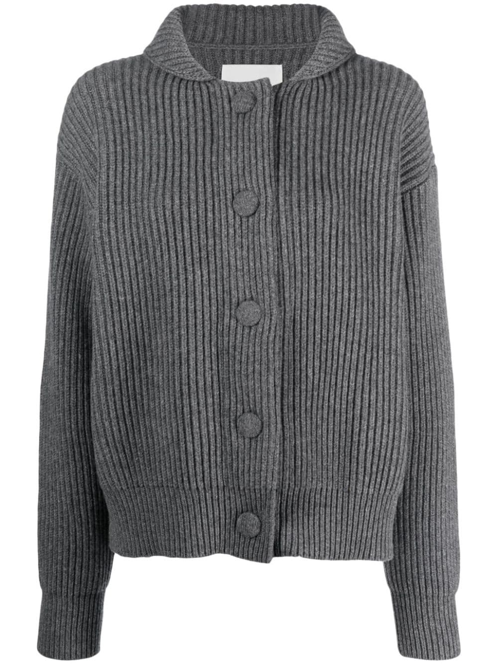 long-sleeved ribbed-knit wool cardigan - 1