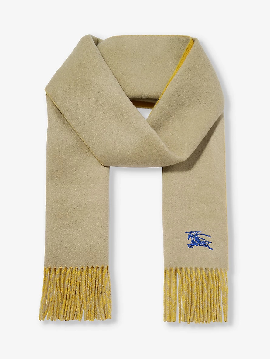 Knight fringed-edge cashmere scarf - 1