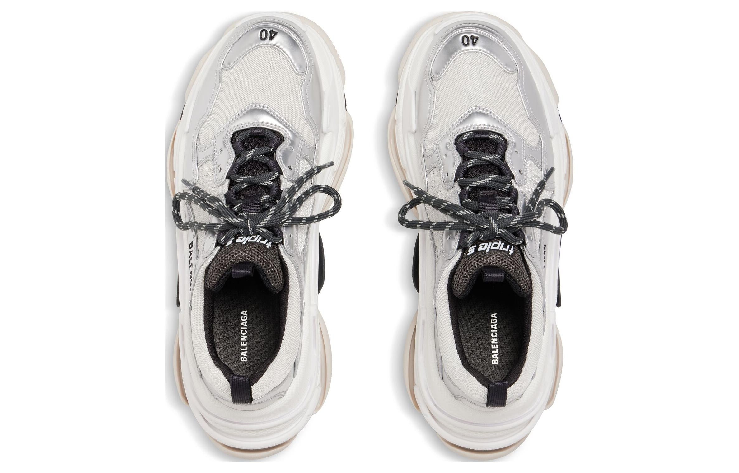 Balenciaga Triple S Sneakers 'Black White and Silver Double Foam and Mesh' 536737W2FWM8191 - 4