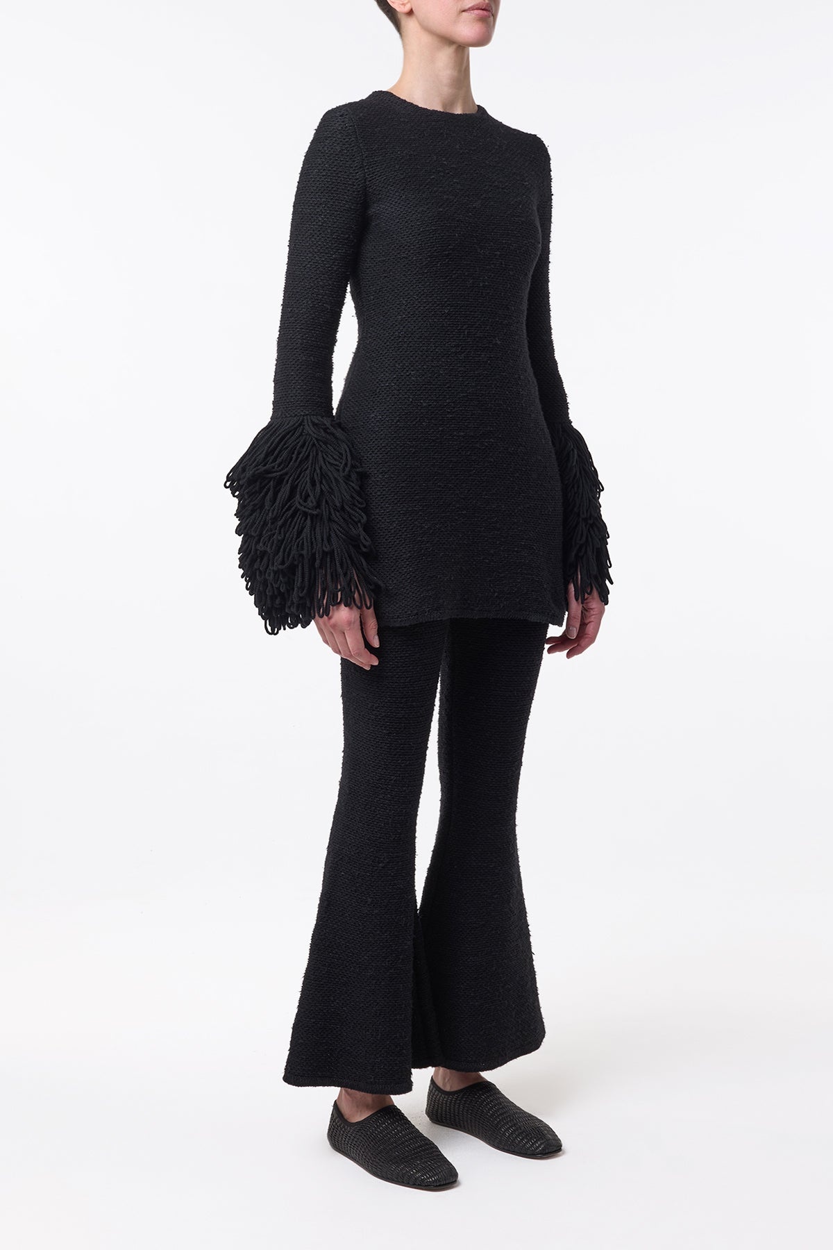 Liam Knit Mini Dress in Black Cashmere Silk - 4