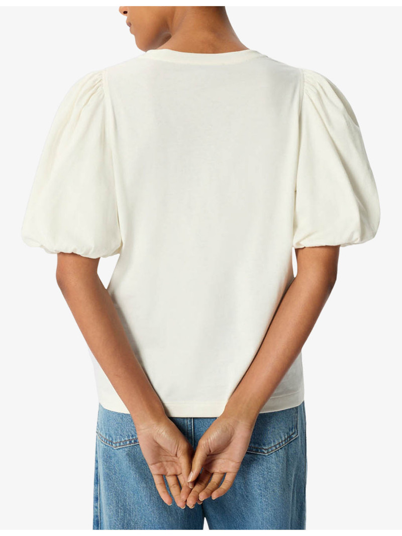 Puff-Sleeved Round-Neck Cotton-Jersey T-Shirt 4