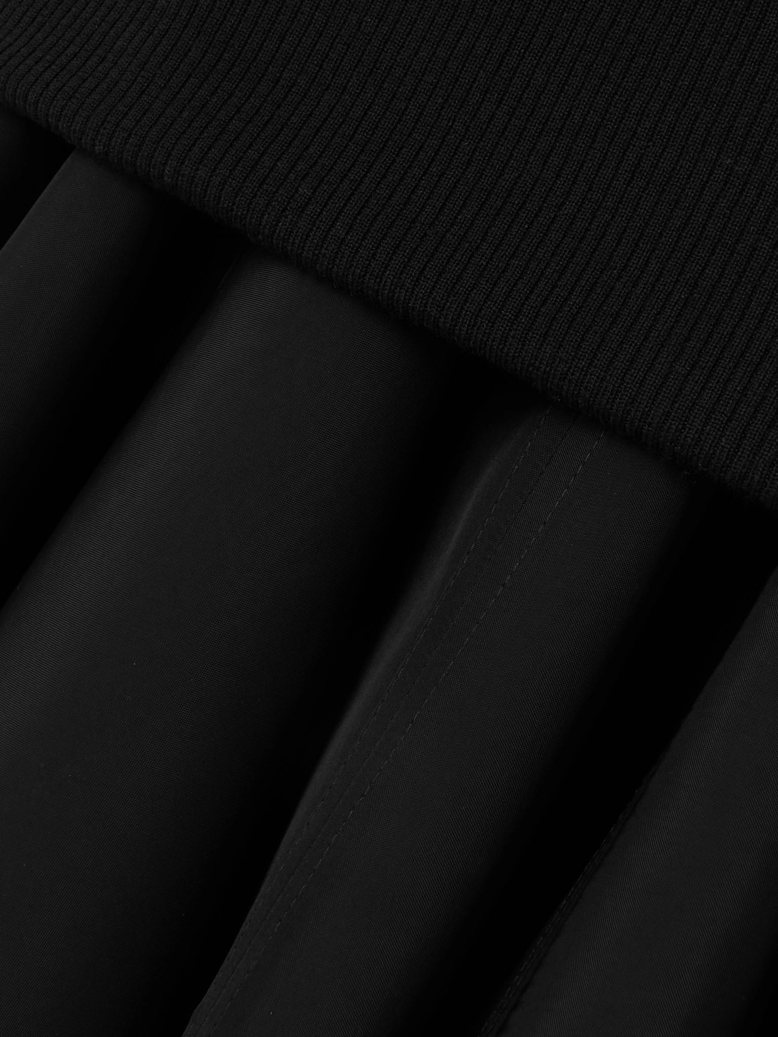 Asymmetric satin-trimmed ribbed-knit turtleneck midi dress Black - 4