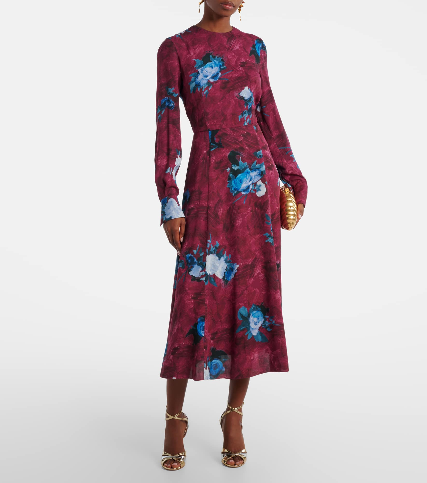 Floral crêpe midi dress - 2