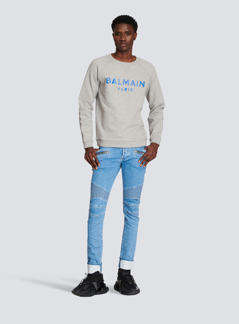 Balmain Cotton sweatshirt with Balmain Paris logo print outlook