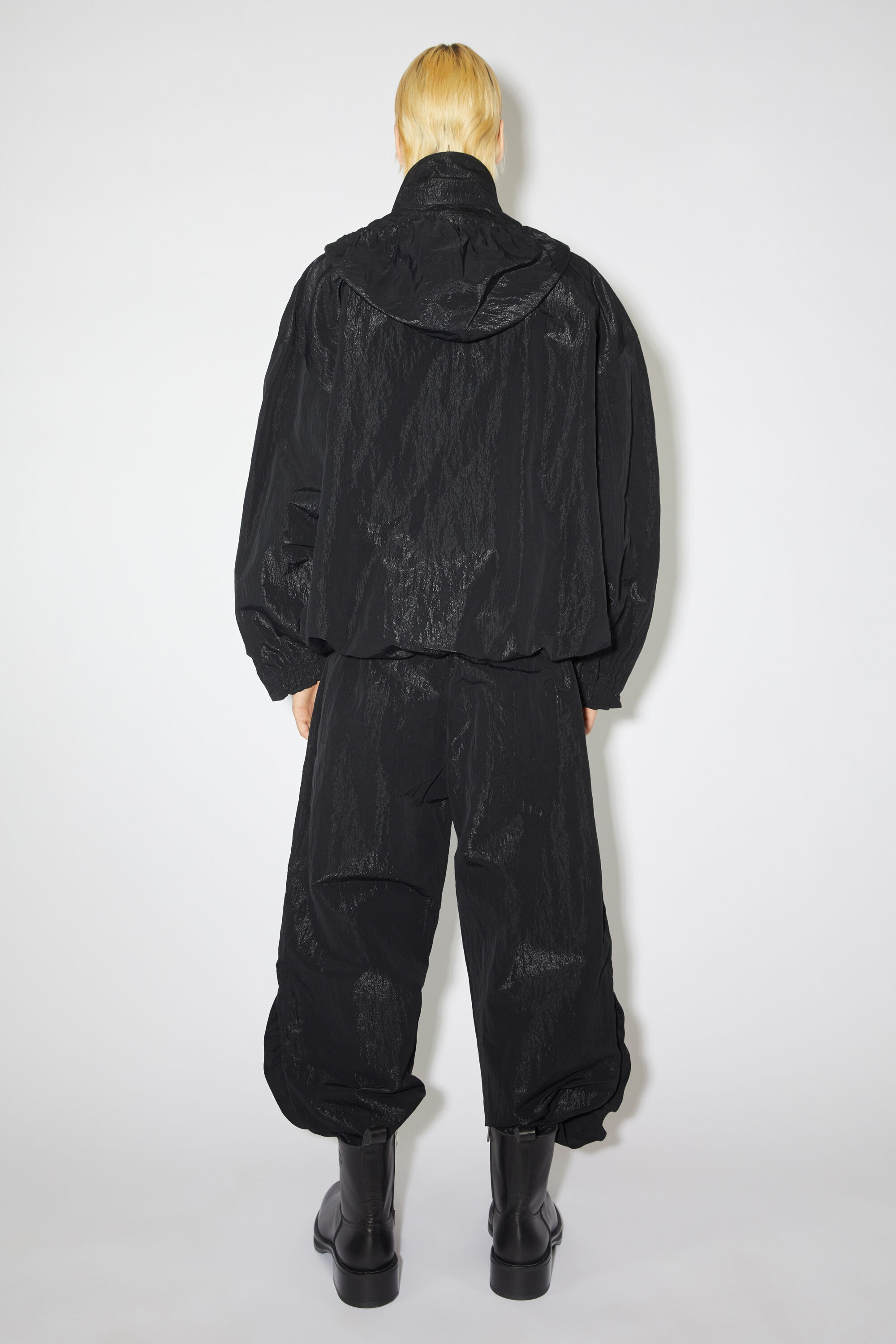 Embroidered nylon jacket - Stone black - 3