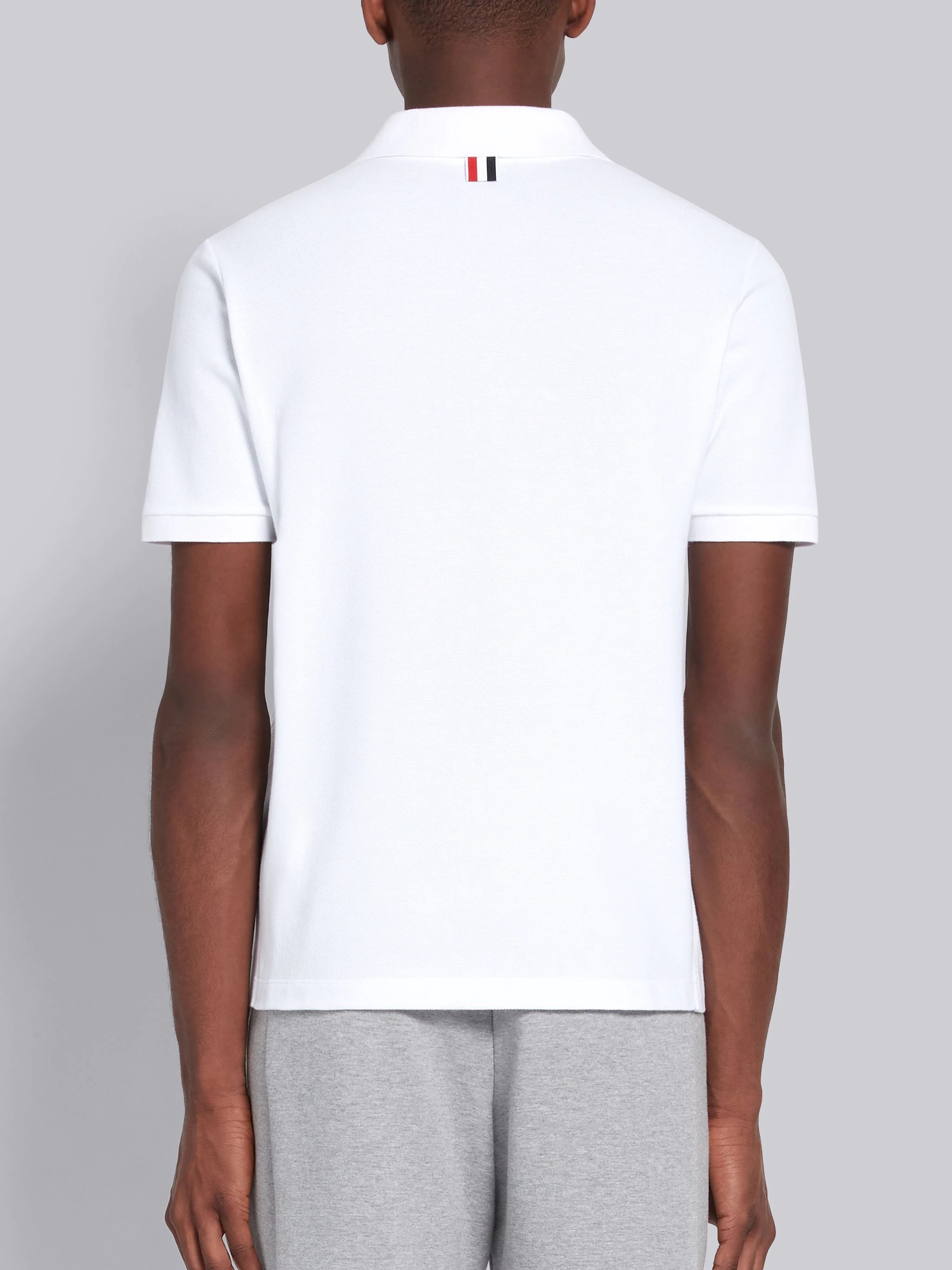 White Classic Cotton Pique Side Insert 4-Bar Polo - 3