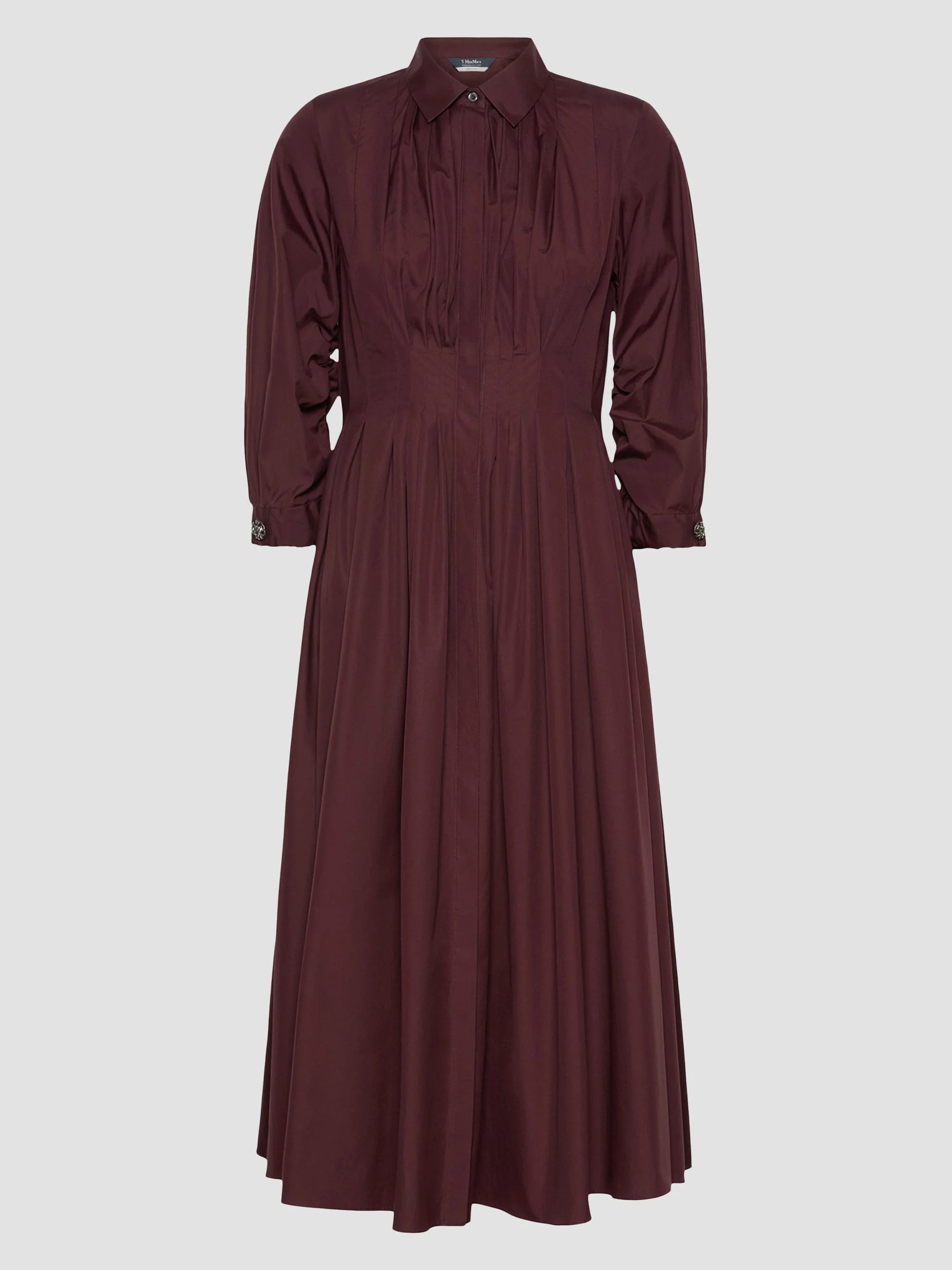 Women's Shirt Dress in Cotton Poplin - Dark Red - 1