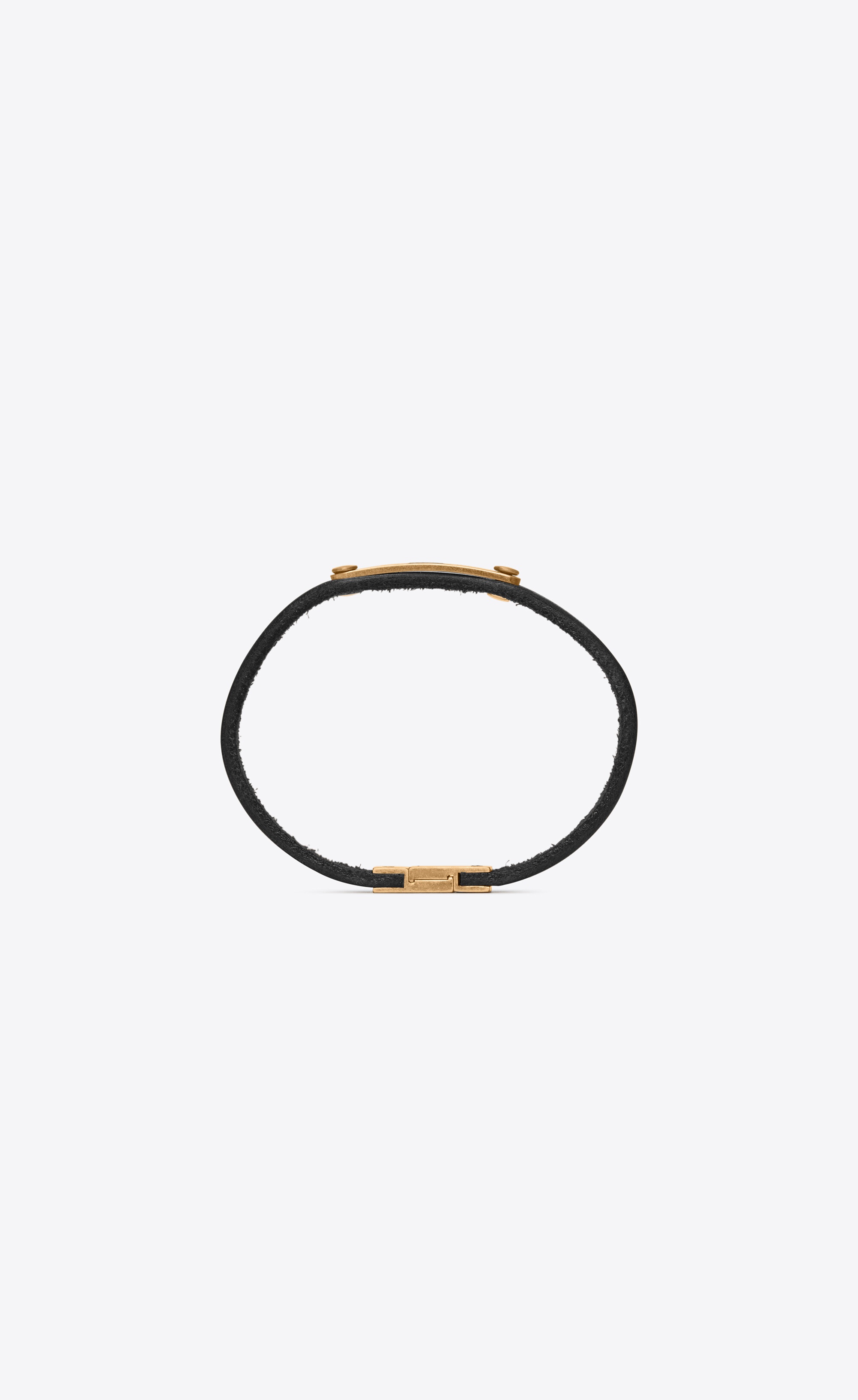 saint laurent id plaque bracelet in smooth leather and metal - 4