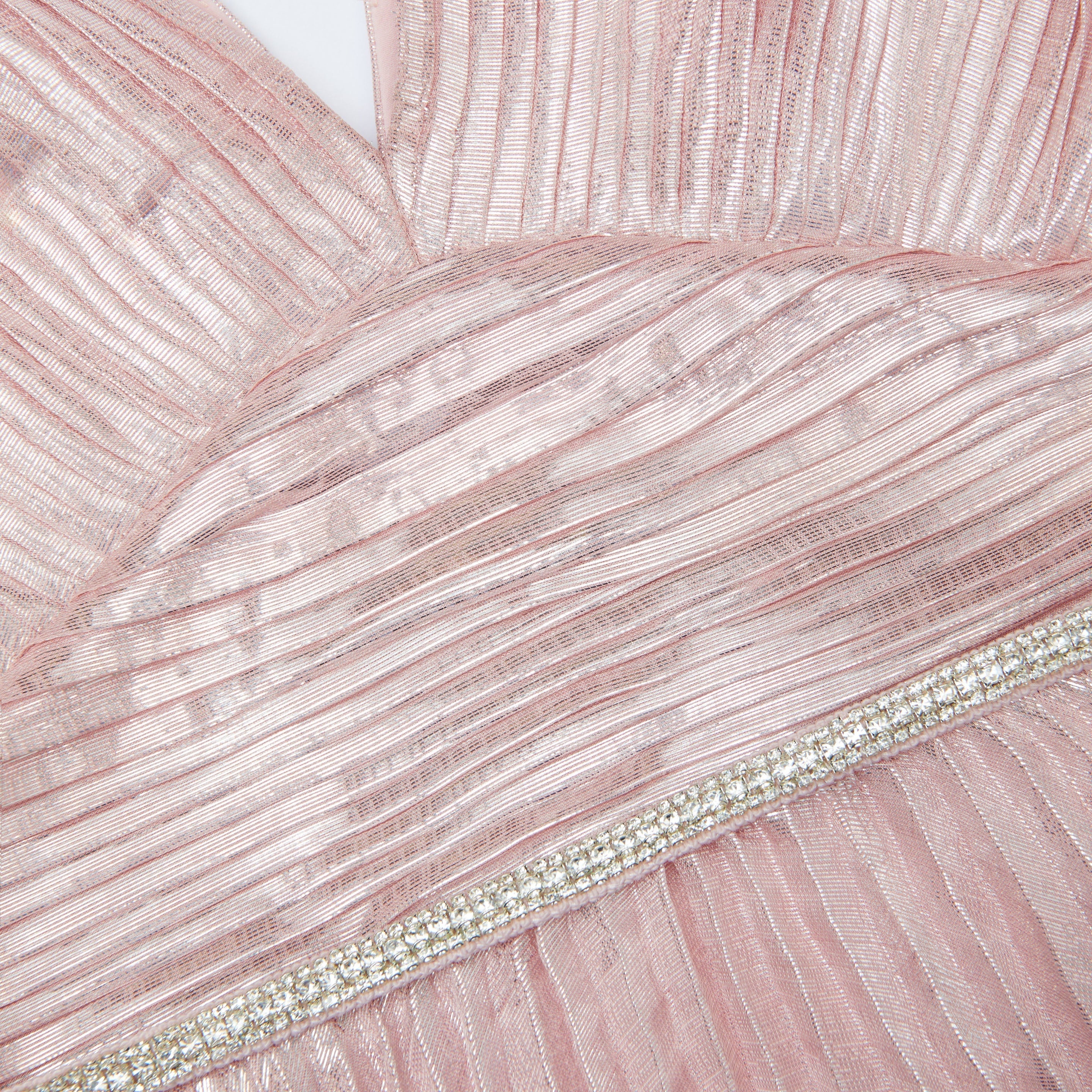 Pink Metallic Tiered Midi Dress - 5