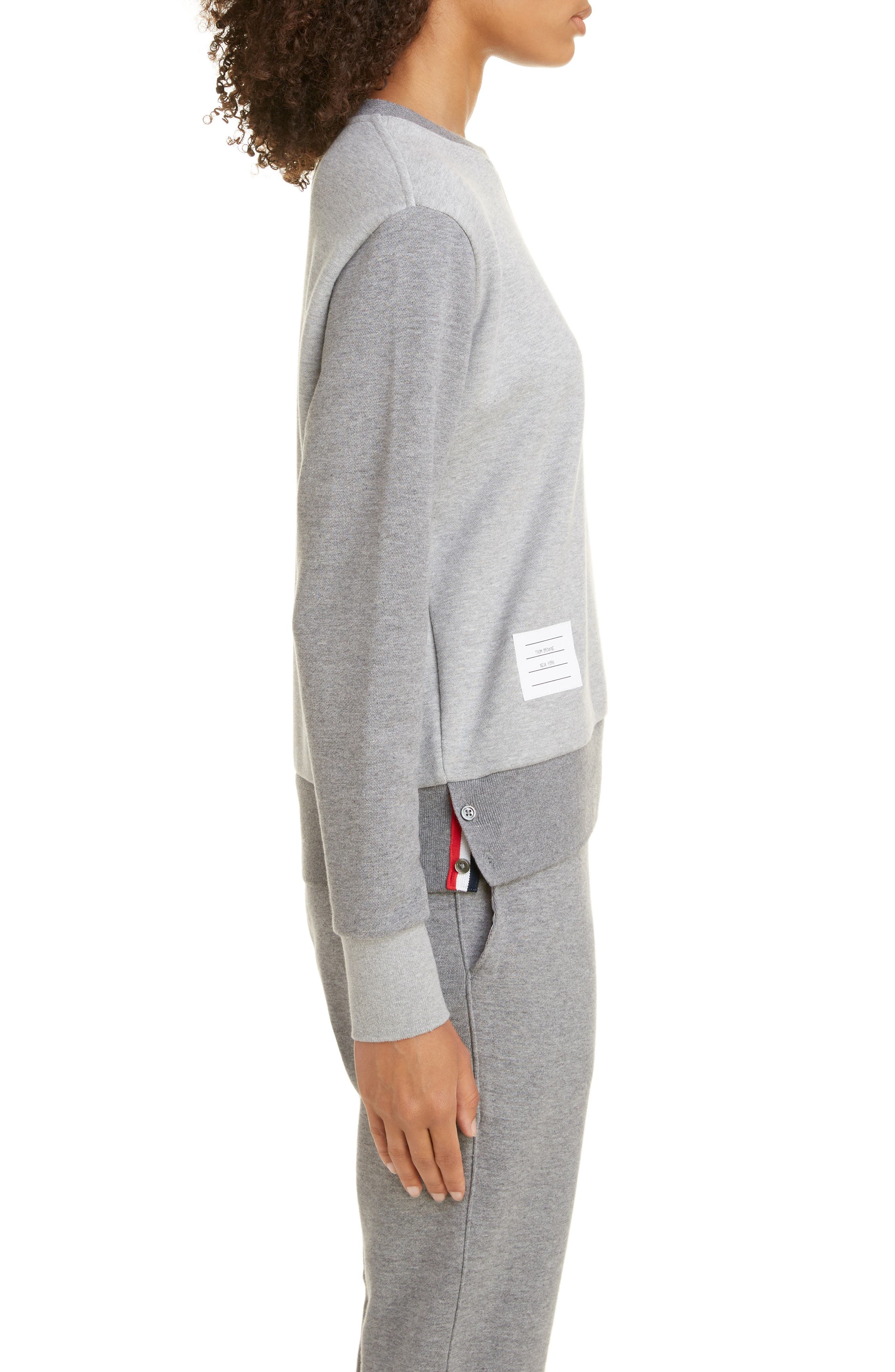 Thom Browne Four-Bar Cotton Sweatshirt in Tonal Grey at Nordstrom - 3
