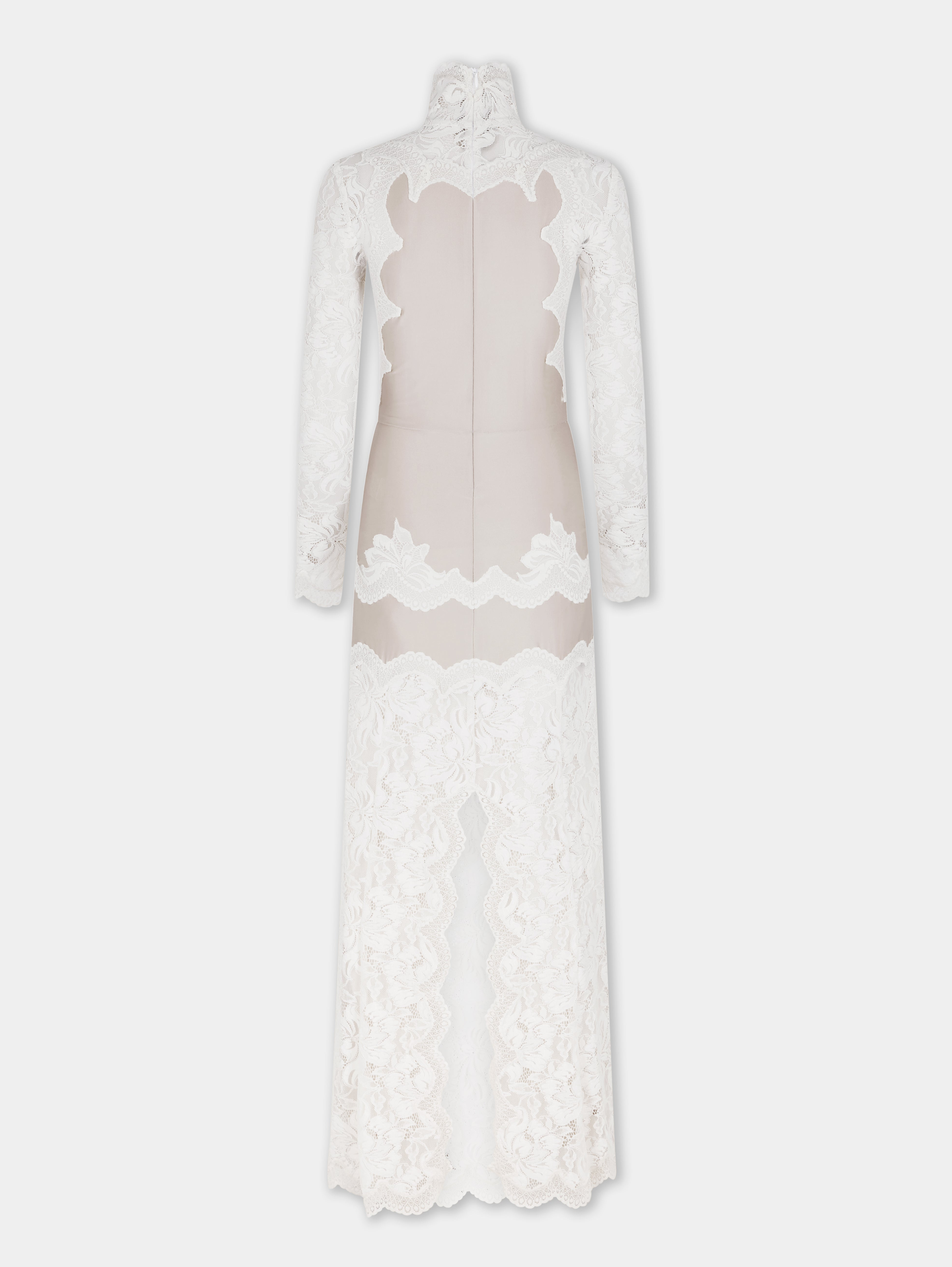 IVORY LONG DRESS IN LACE AND JERSEY - 8