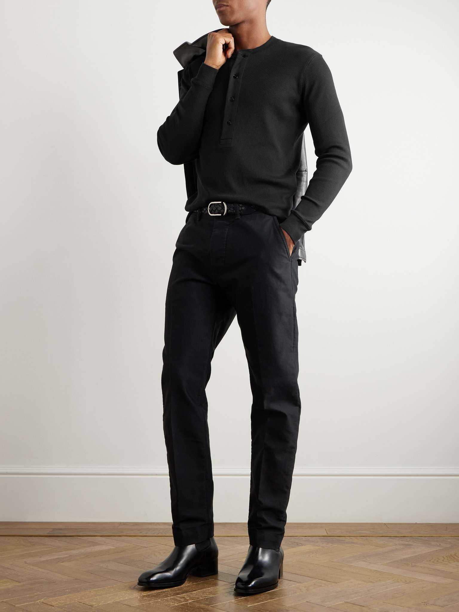 Slim-Fit Ribbed Cotton and Modal-Blend Jersey Henley T-Shirt - 2
