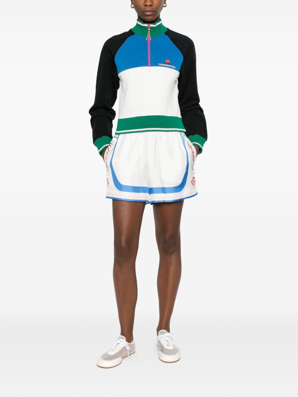 colour-block quarter-zip sweatshirt - 2