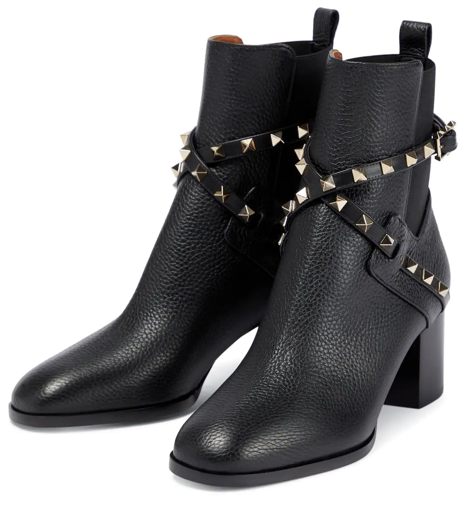 Rockstud leather ankle boots - 5