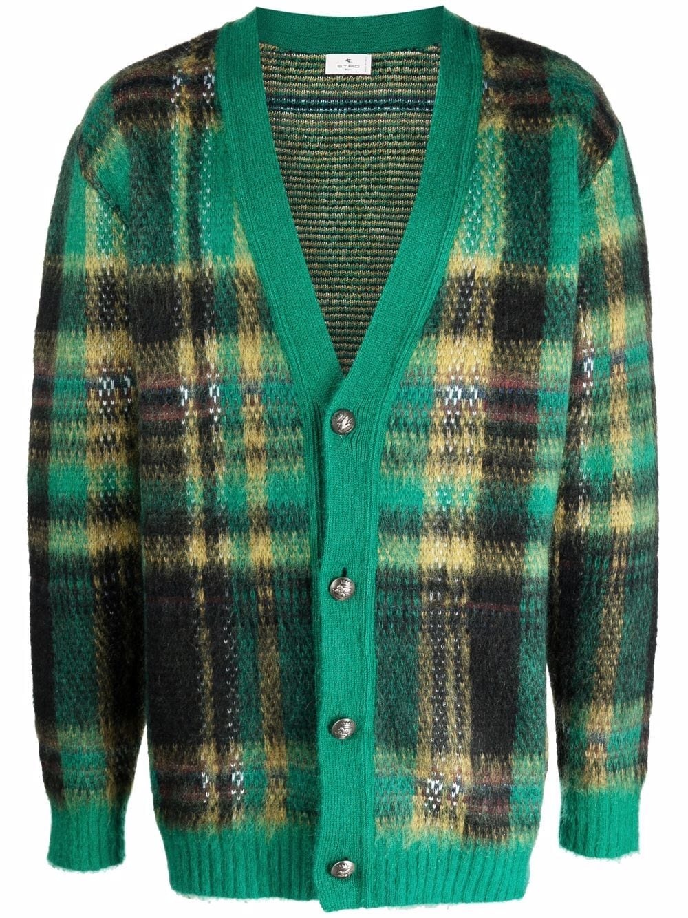 tartan-check knit cardigan - 1