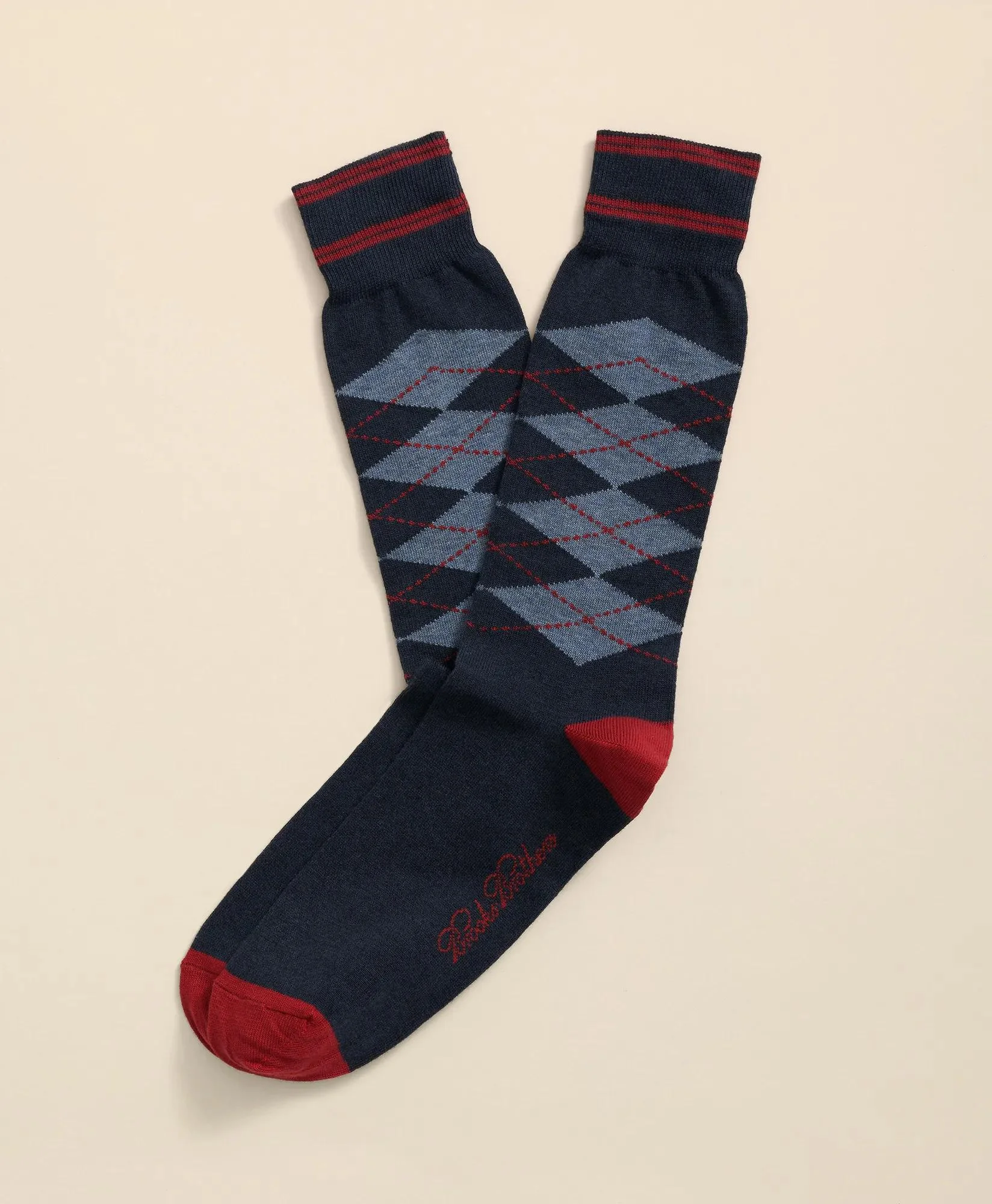 Cotton-Blend Tipped Argyle Socks - 1
