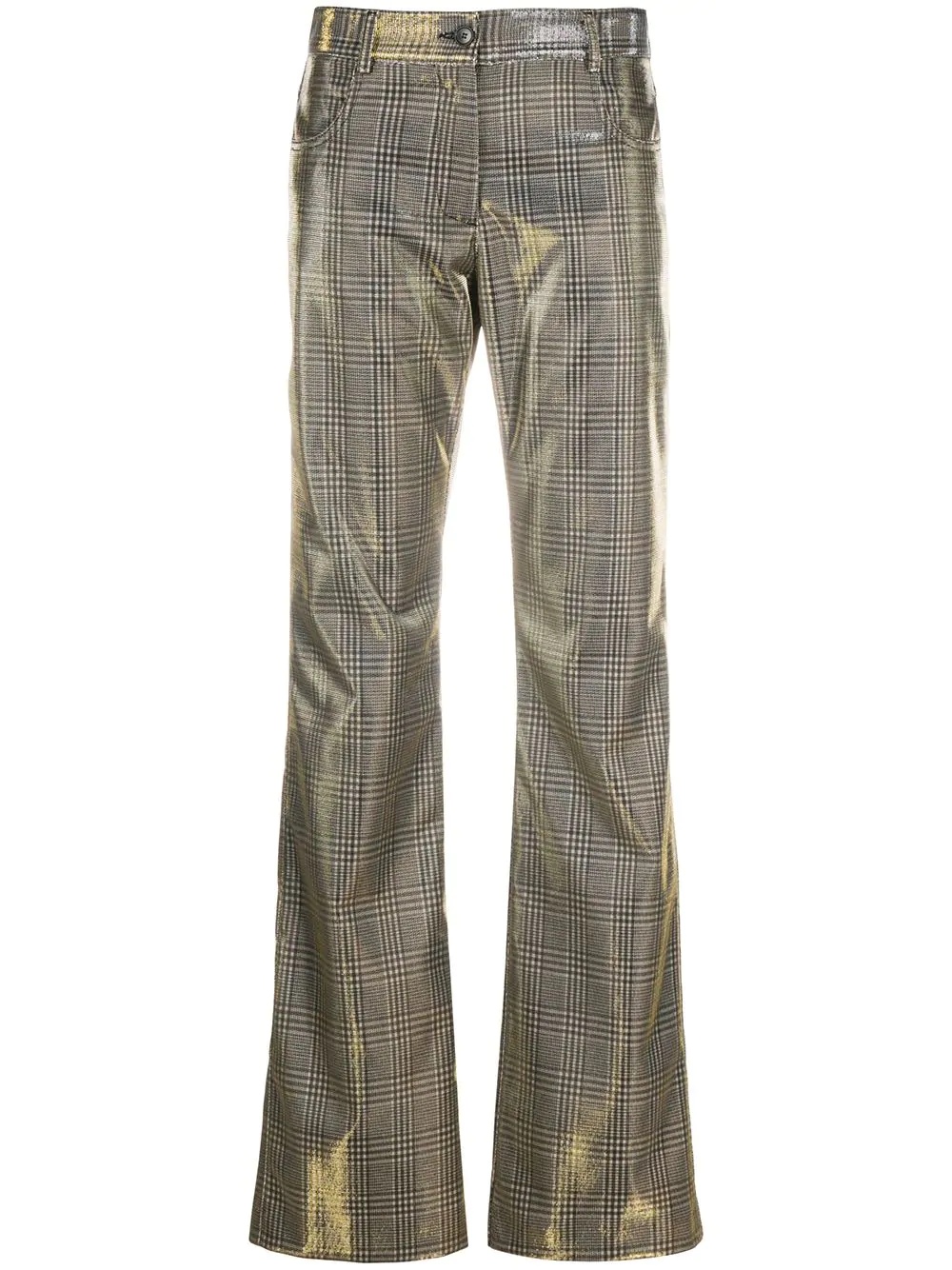 checked lamé flared trousers - 1