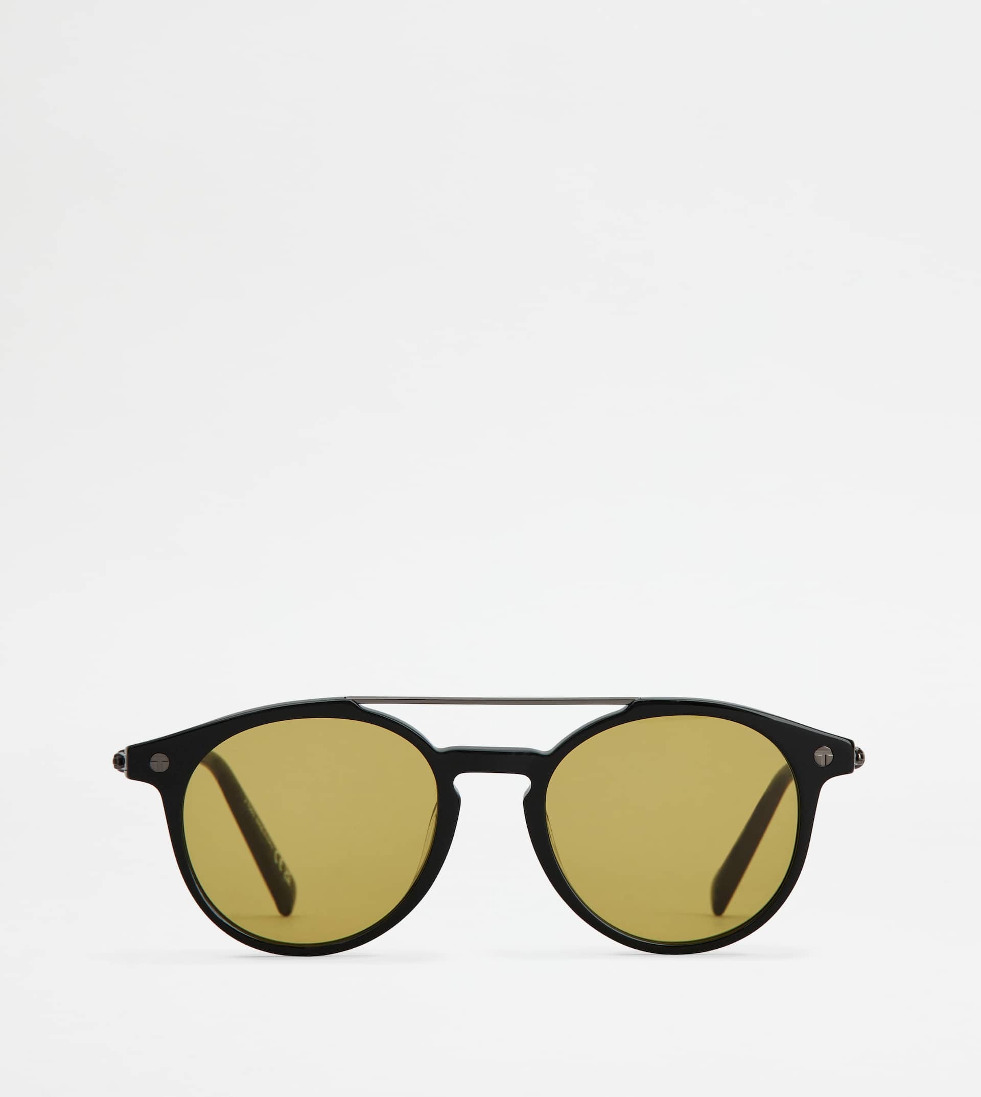 PANTOS SUNGLASSES WITH TEMPLES IN LEATHER - BLACK - 1