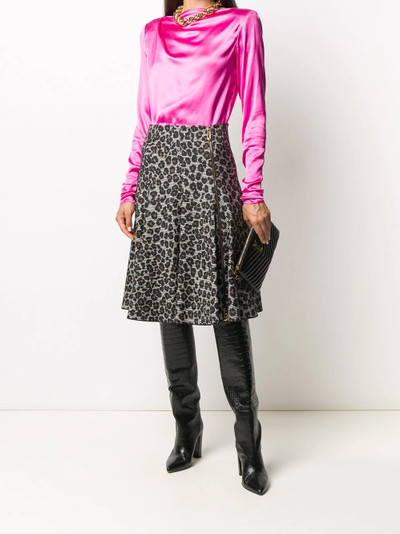 VERSACE pleated leopard-print skirt outlook