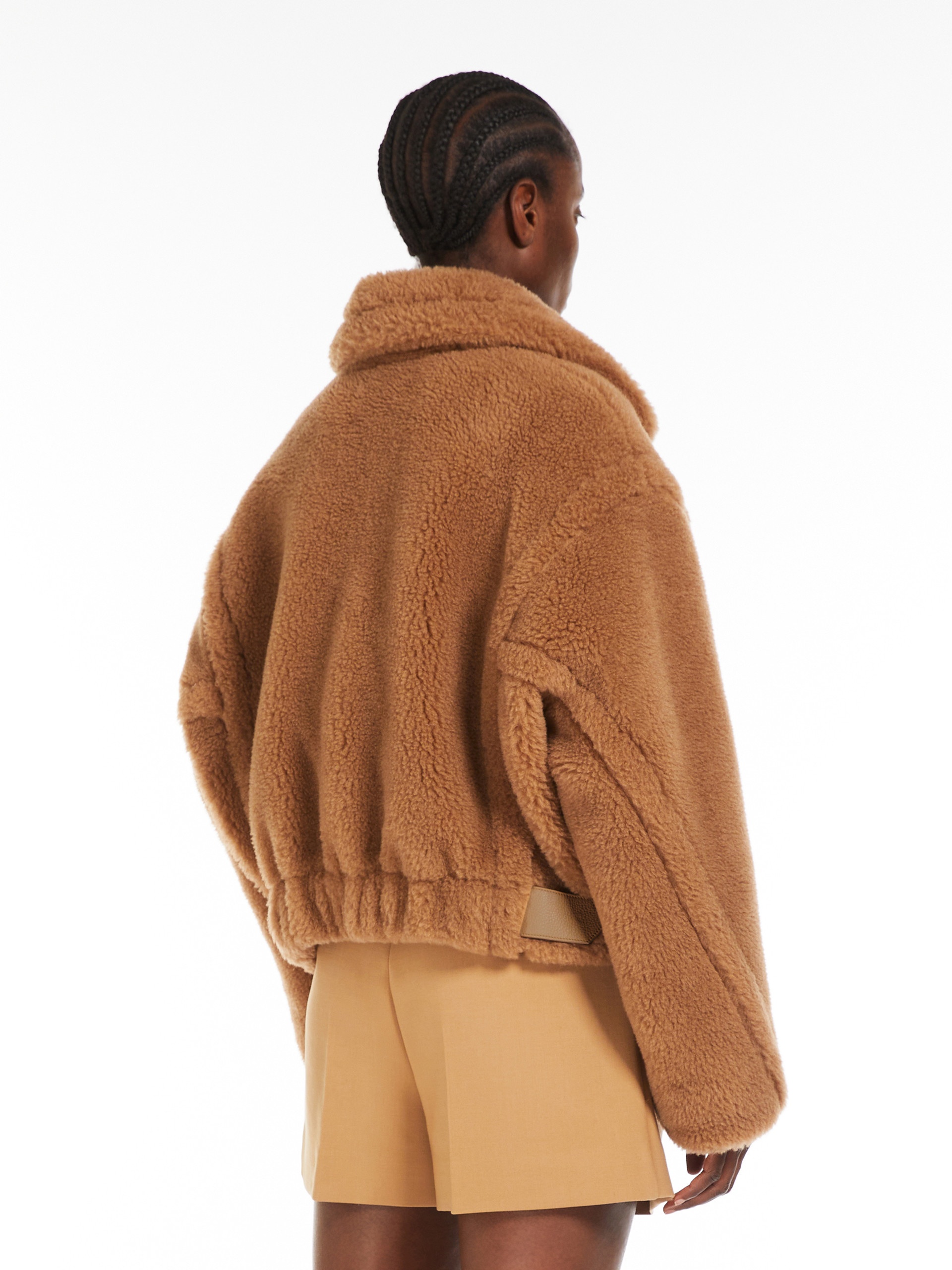 GARDONE Cropped Teddy Bear Icon Coat in camel - 4
