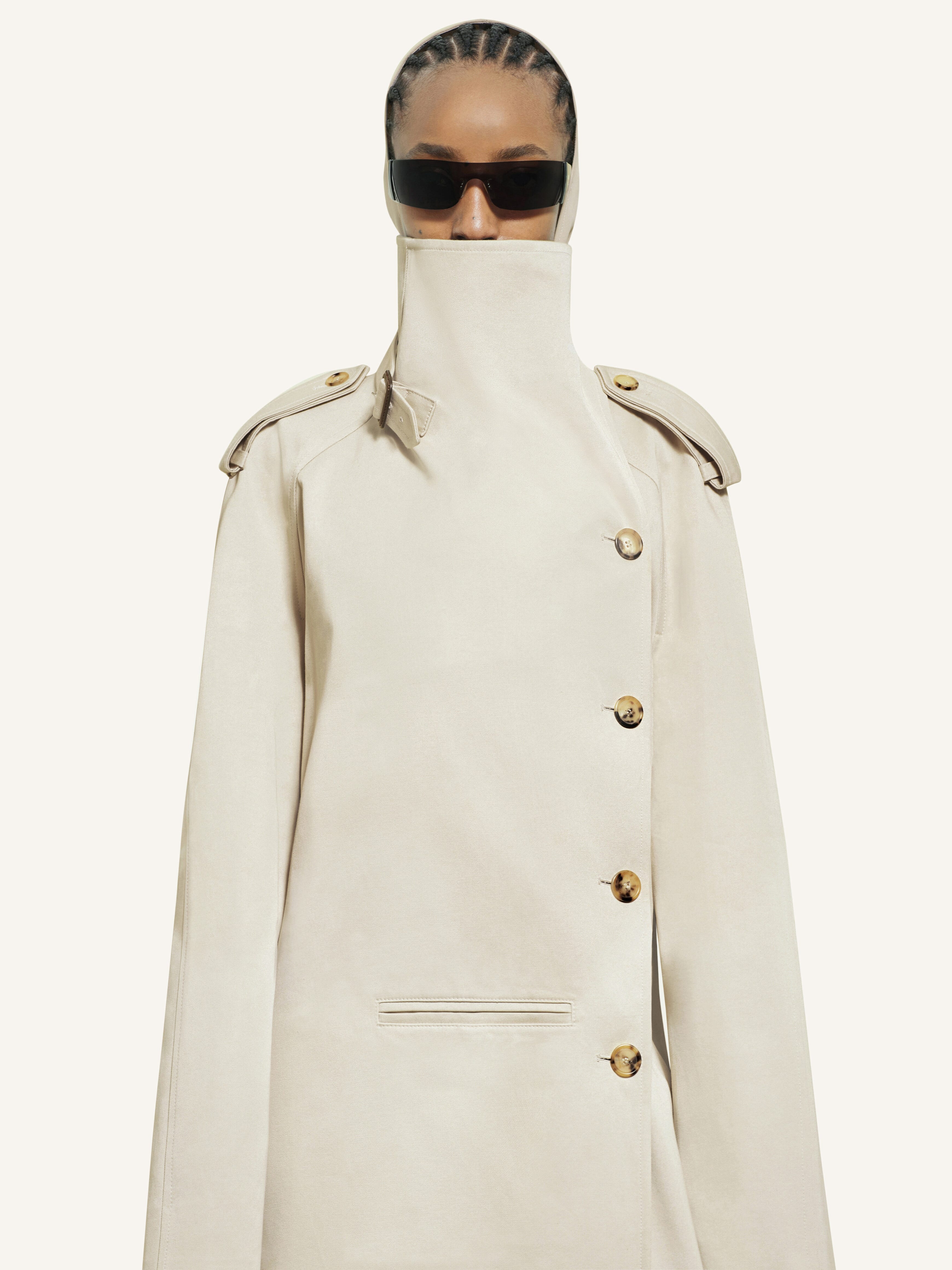 LONG OBLIQUE TRENCH COAT - 4