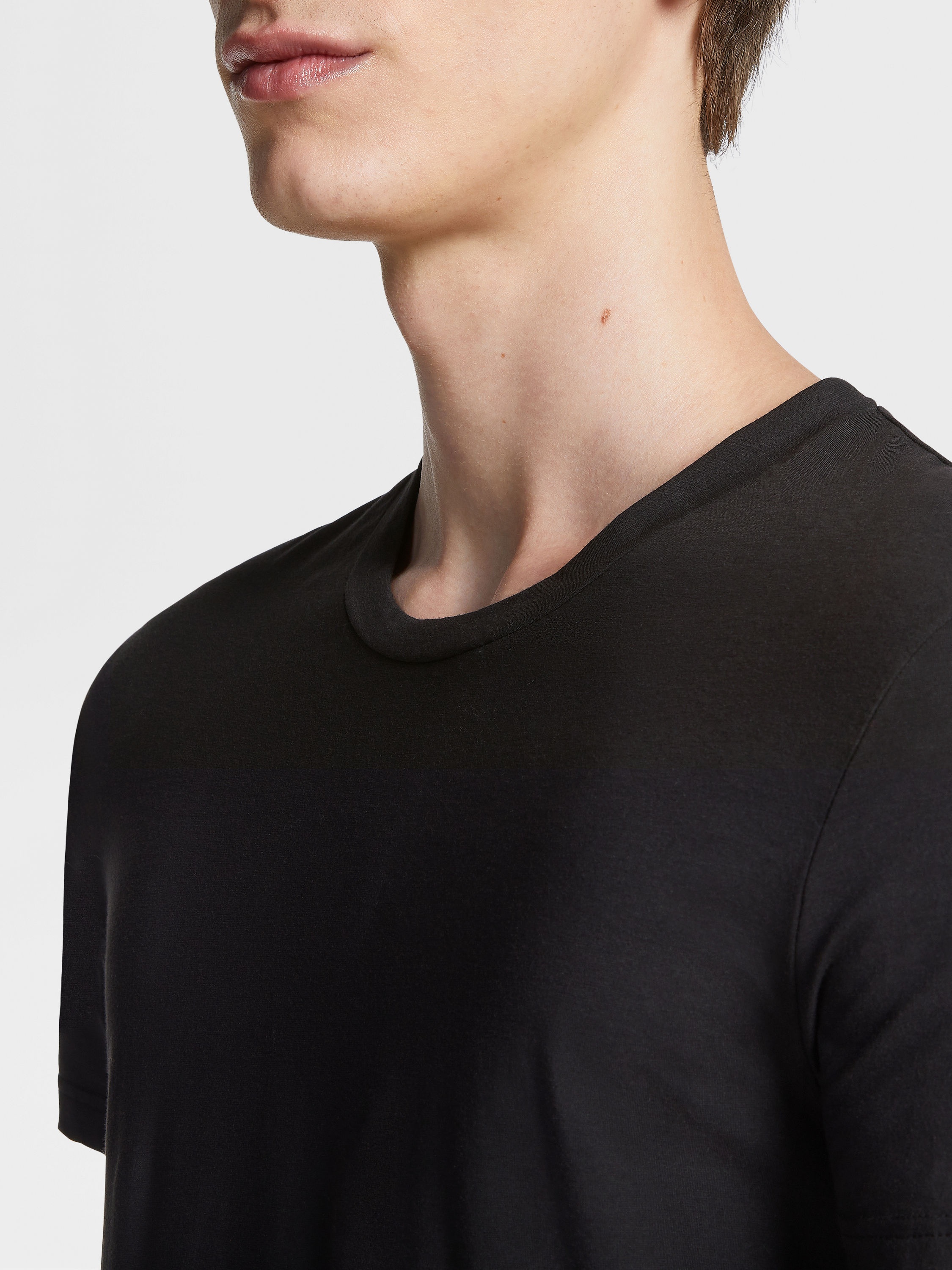 BLACK STRETCH COTTON T-SHIRT - 2