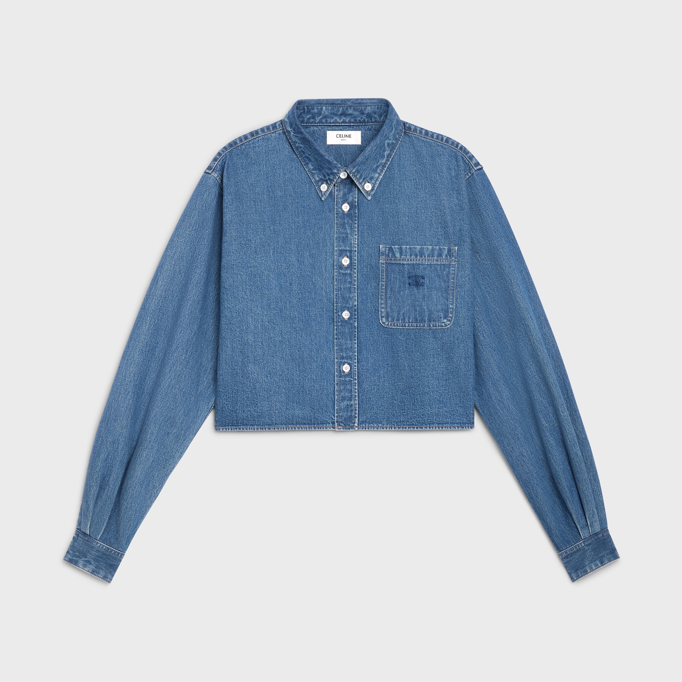 CROPPED SHIRT IN UNION OCEAN WASH DENIM - 1