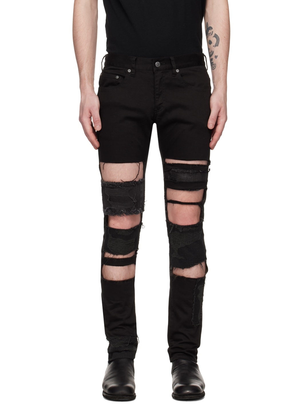 Black Distressed Jeans - 1
