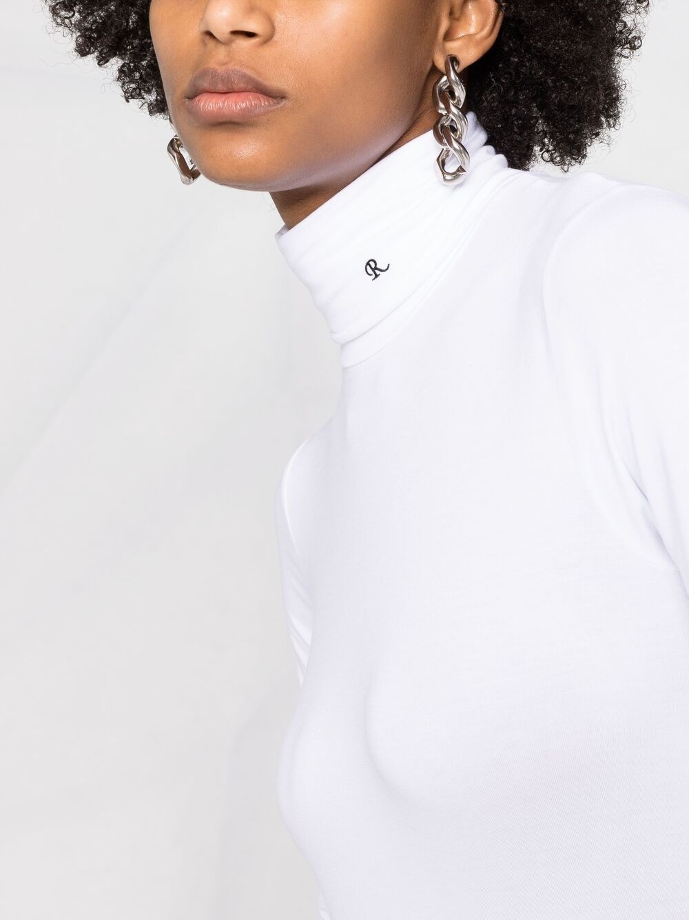 logo-embroidered roll neck top - 3