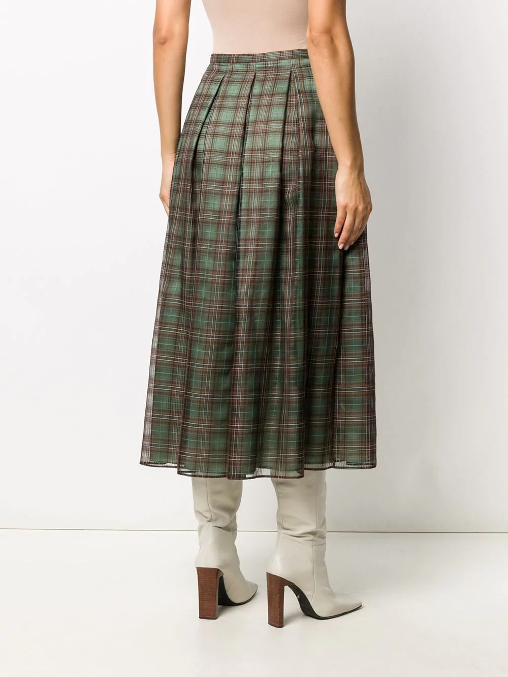 check-pattern pleated skirt - 4