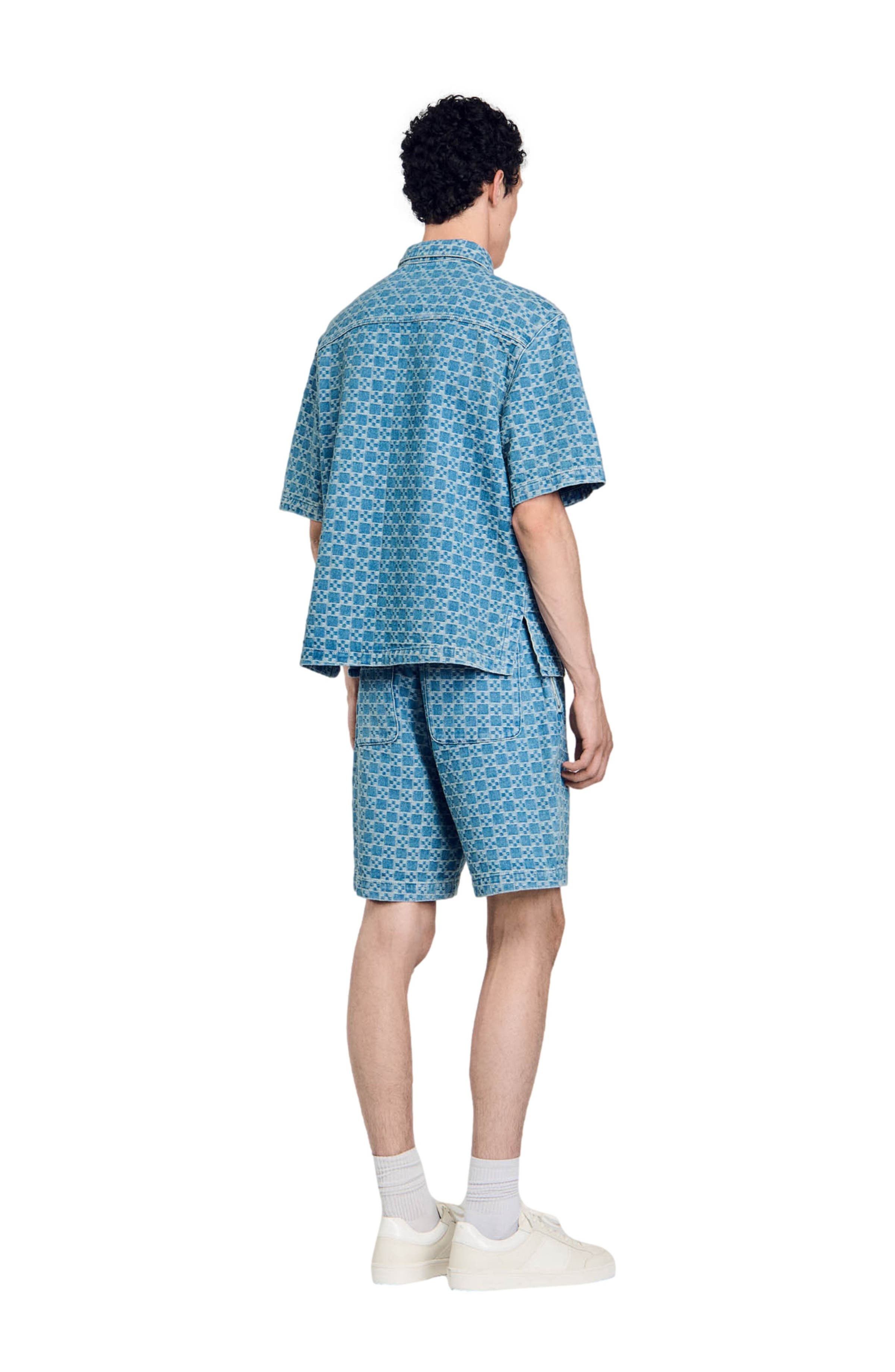 SANDRO Square cross denim shirt in Sky Blue at Nordstrom - 2