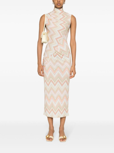 Missoni zigzag-woven ruched dress outlook